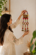 Handmade Colorful Beaded Wall Hanging with Bells – Decorative