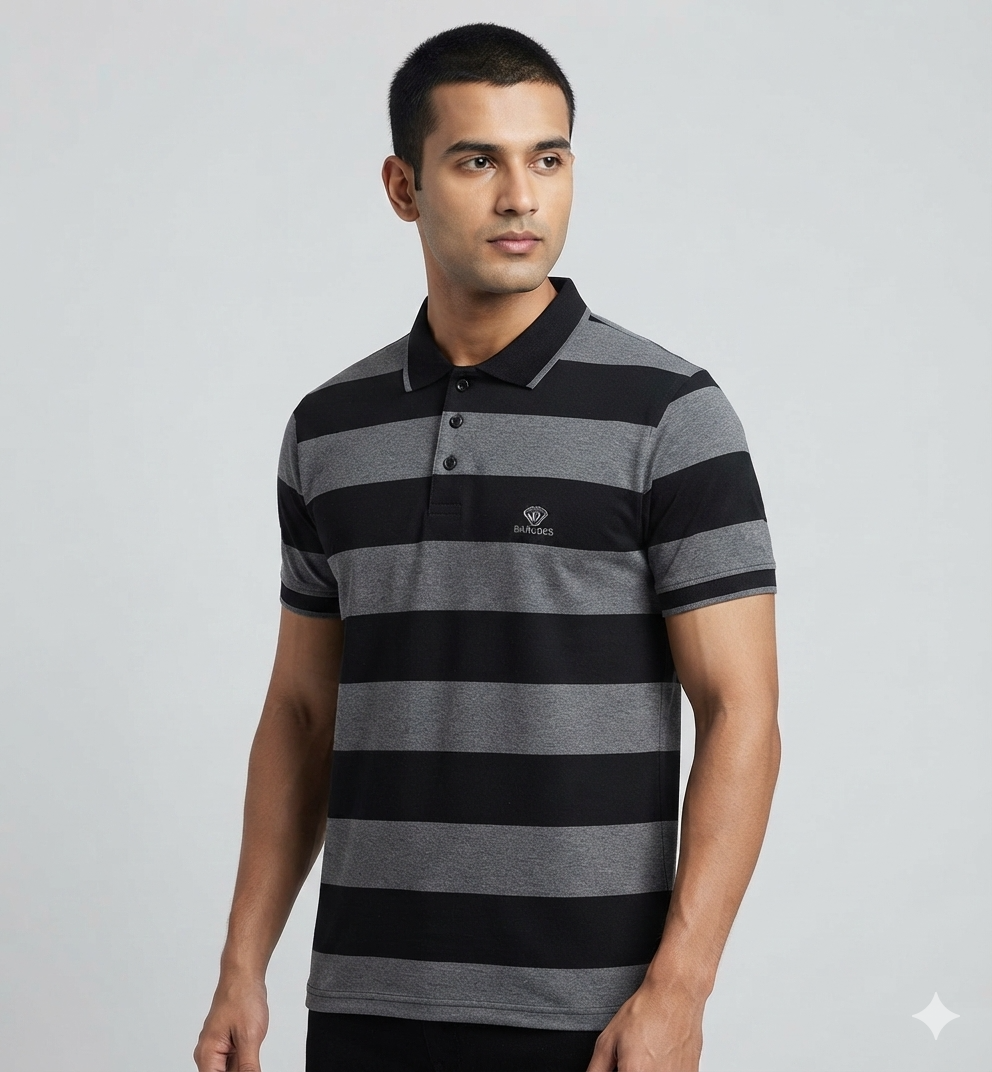 Men's Premium cotton Striped Polo t- Shirt