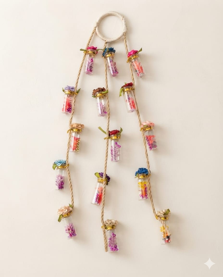 Handmade Hanging Glass Bottle Decoration (20 Inches)