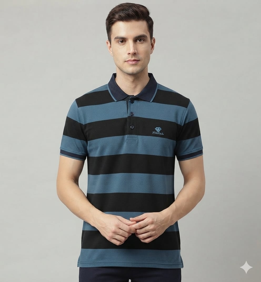 Men's Premium cotton Striped Polo t- Shirt