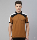 Men's  Color Block Polo T-Shirt with Utility Pocket