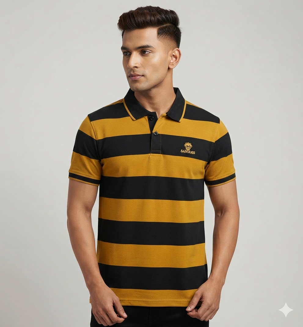 Men's Premium cotton Striped Polo t- Shirt