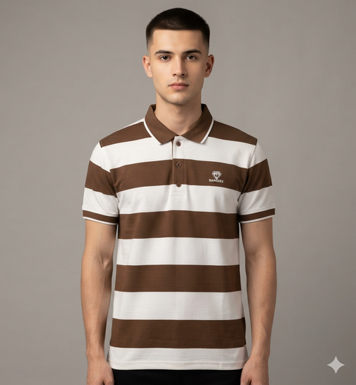 Men's Premium cotton Striped Polo t- Shirt
